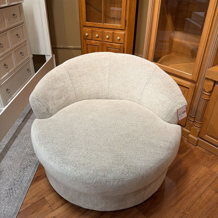 White Fabric Oversized Swival Chair (BTK)