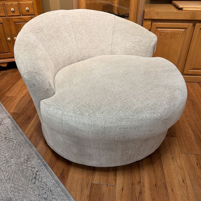 White Fabric Oversized Swival Chair (BTK)