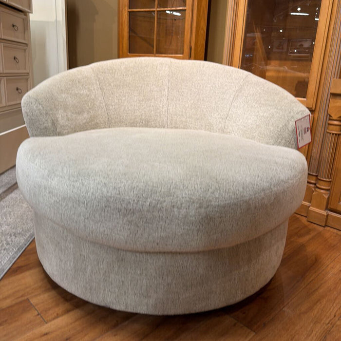 White Fabric Oversized Swival Chair (BTK)