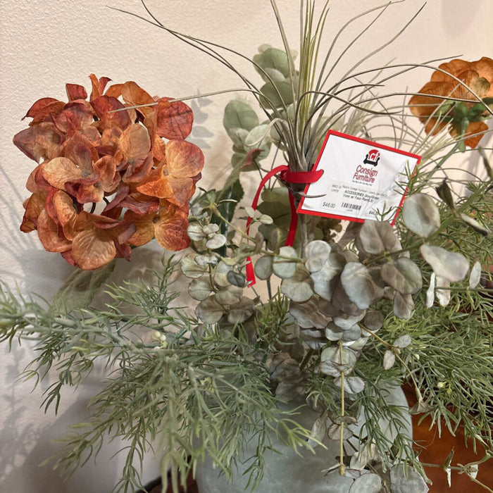 Grey/Green Vase w/ Faux Plant(LS)