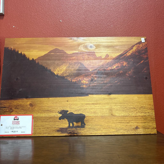 Moose Sunset Mtns Art(LH)