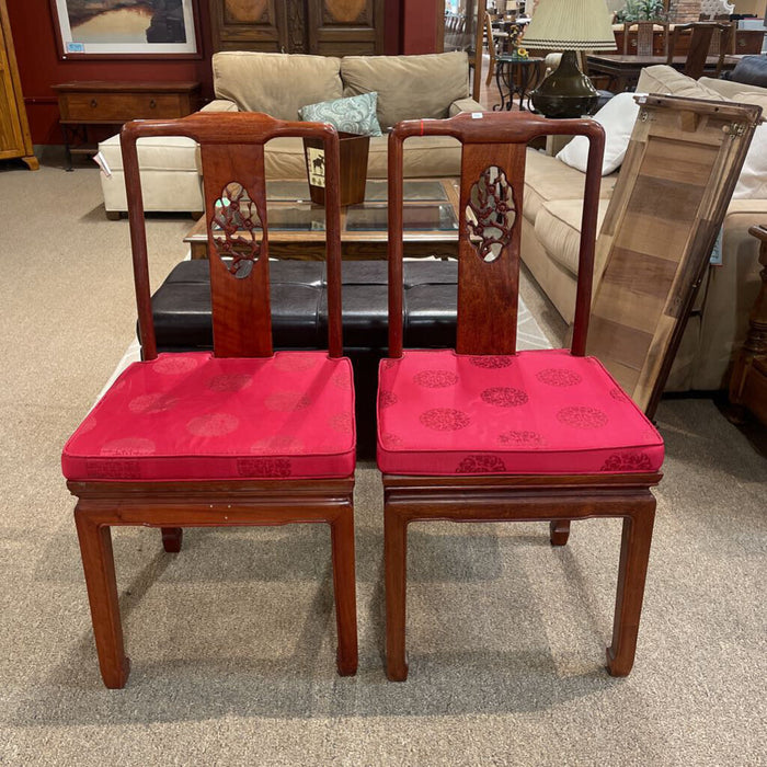 S/2 Oriental Red Cushion Chairs(SK)