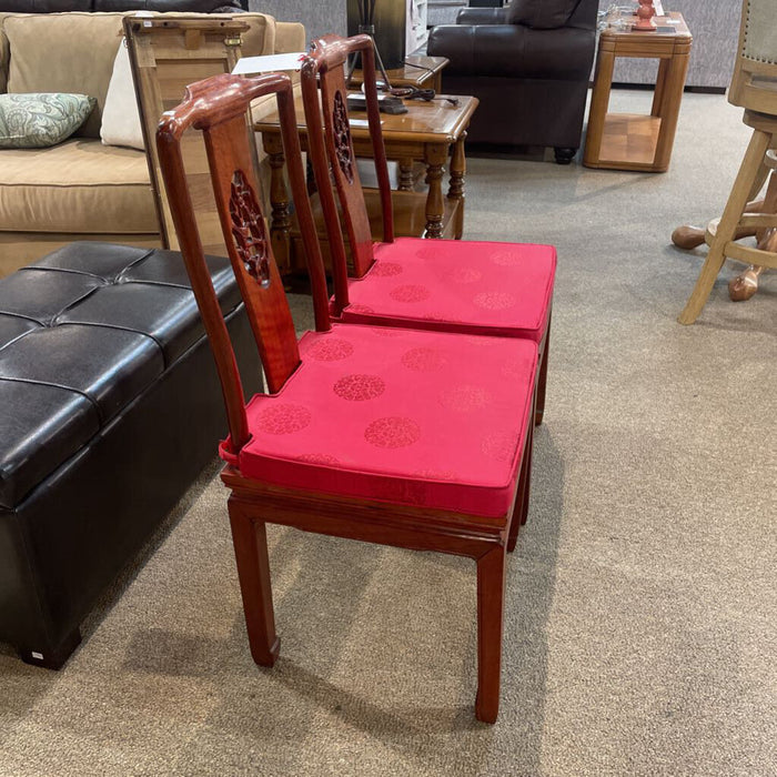 S/2 Oriental Red Cushion Chairs(SK)