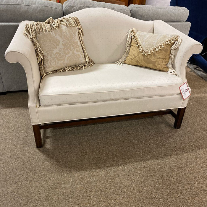 White Fabric Wingback Loveseat(TI)