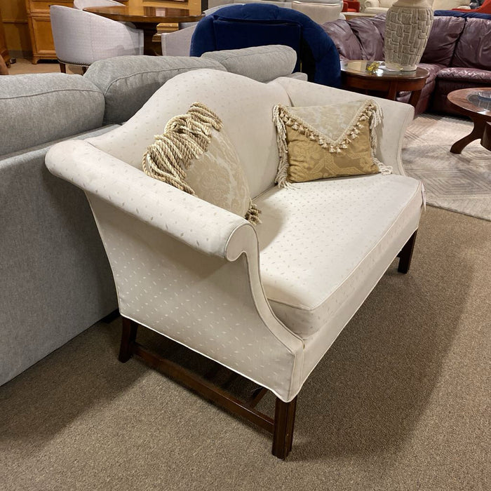 White Fabric Wingback Loveseat(TI)