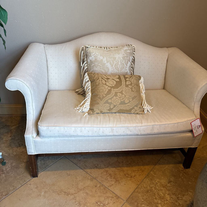 White Fabric Wingback Loveseat(TI)