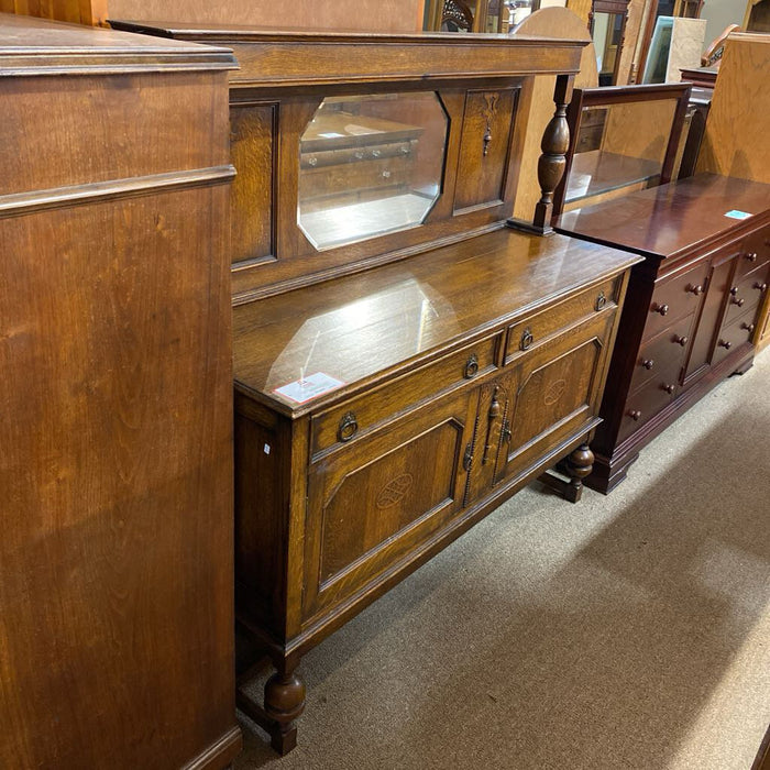 Tiger Oak 2pc Antique Mirrored Buffet (MLH)