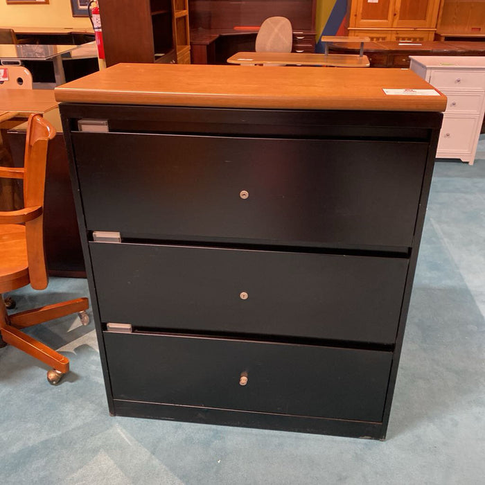Wood Top 3-Drawer File Cabinet(BTK)