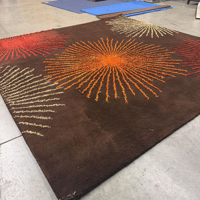 8' Brown Rug W/Red Highlights(LSH)