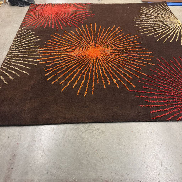 8' Brown Rug W/Red Highlights(LSH)