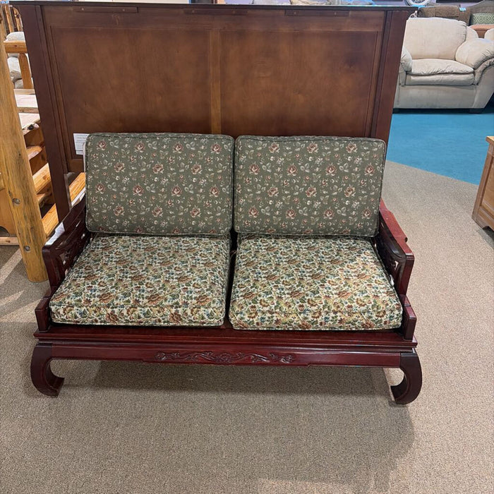 Oriental Wood/Fabric Red Loveseat(LSH)