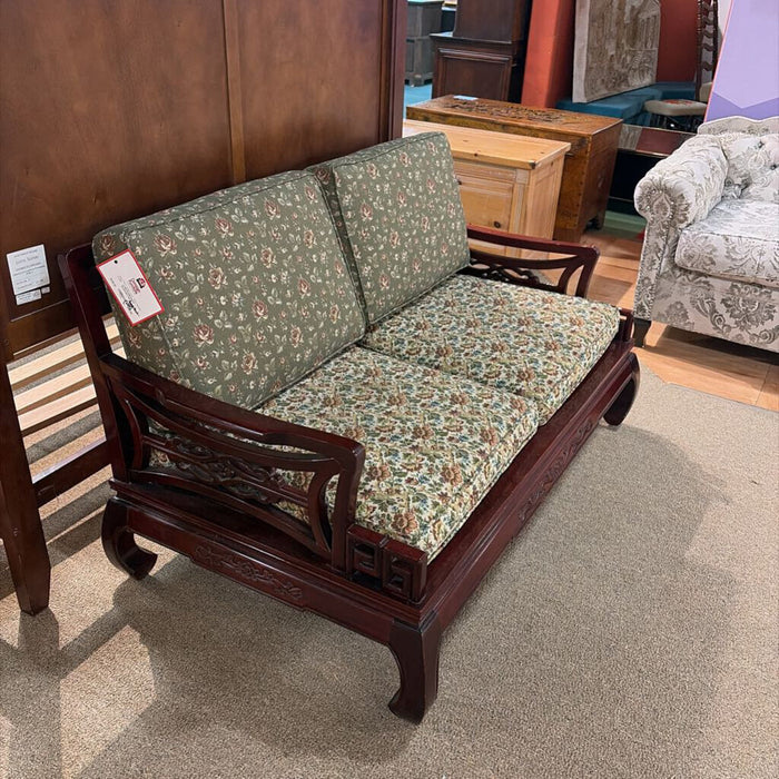 Oriental Wood/Fabric Red Loveseat(LSH)