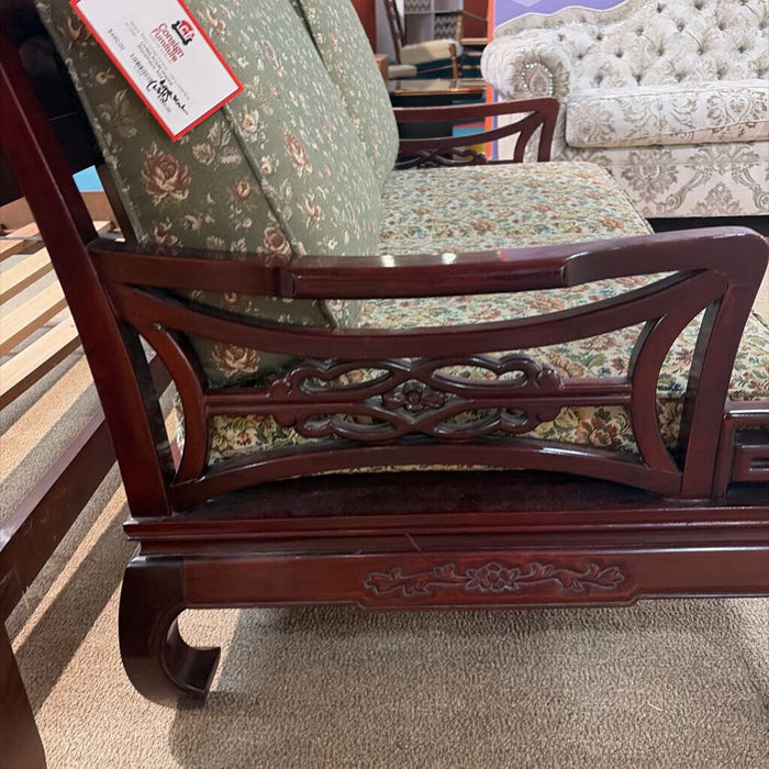 Oriental Wood/Fabric Red Loveseat(LSH)