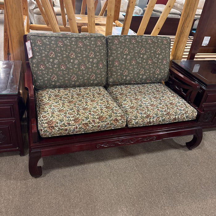 Oriental Wood/Fabric Red Loveseat(LSH)