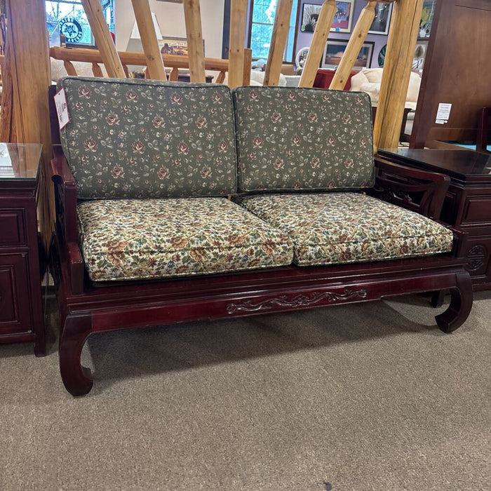 Oriental Wood/Fabric Red Loveseat(LSH)