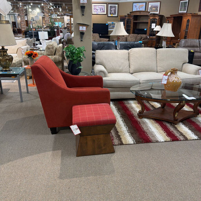 Red Plaid Footstool (SK)