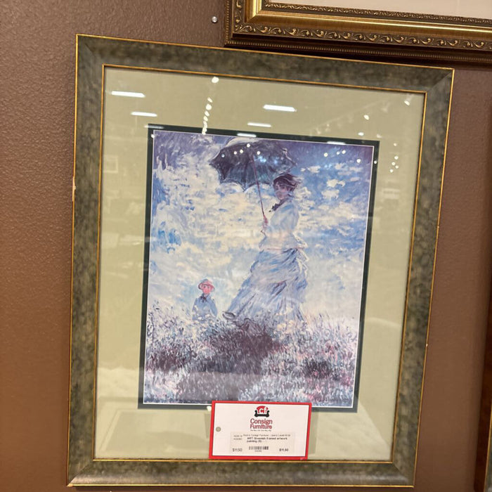 Greenish framed artwork painting (S)