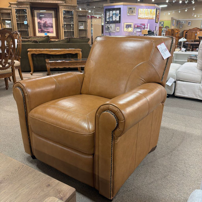 Brown Leather Nailhead Recliner(KHK)