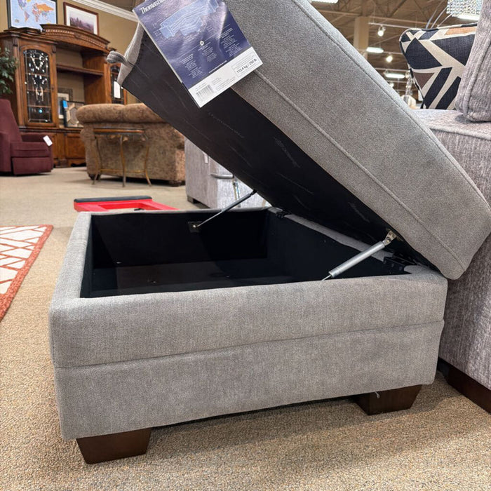 Large Grey Fabric Square Ottoman(BAH)
