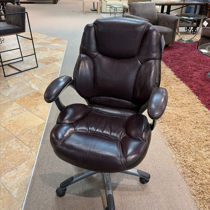 Dark Brown Leather Office Chair (SK)