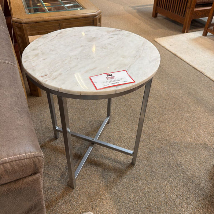 Marble Top Silver Base End Table (TI)