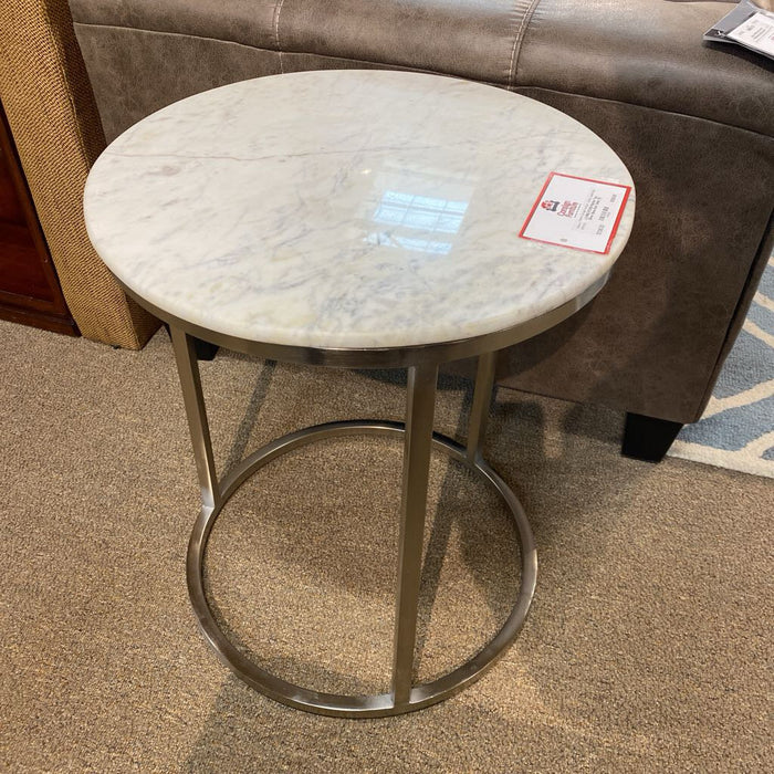 Marble Top Silver Base End Table (TI)