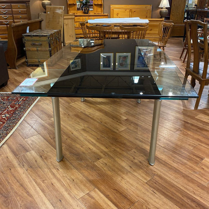 Silver Base Glasstop DR Table (BLBH)