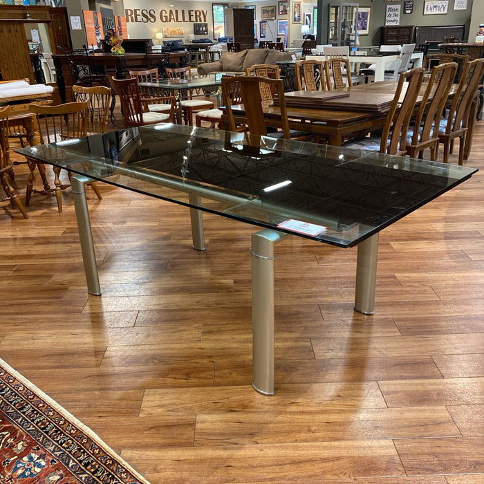 Silver Base Glasstop DR Table (BLBH)