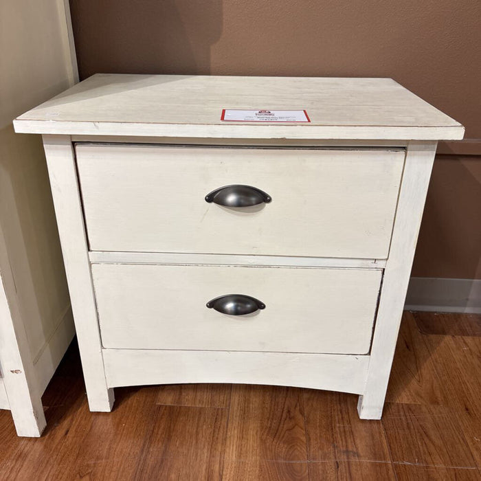 White 2-Drawer Rustic Nightstand (KL)