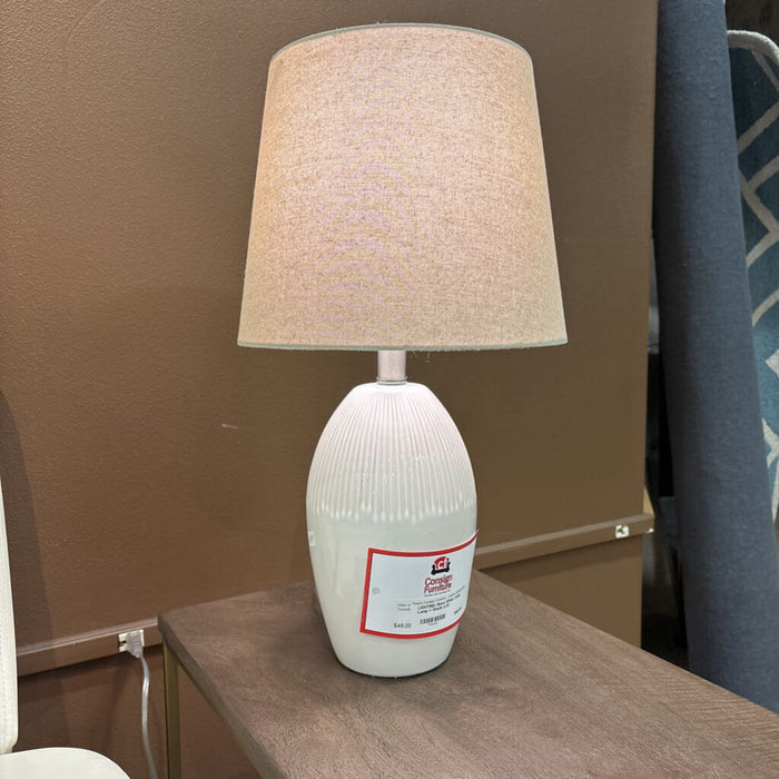 Glass White Table Lamp + Shade (LS)