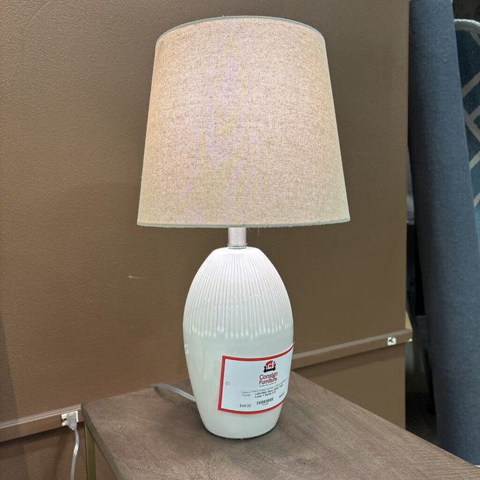 Glass White Table Lamp + Shade (LS)