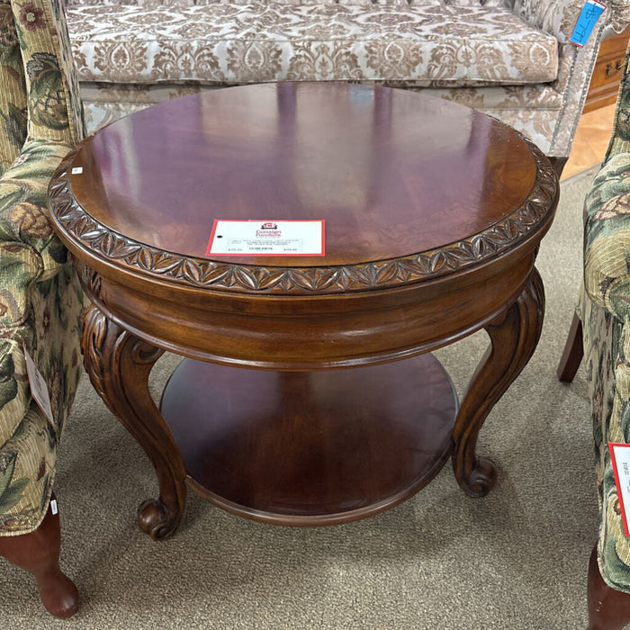 DW Round 2-Tier Ornate End Table(SK)