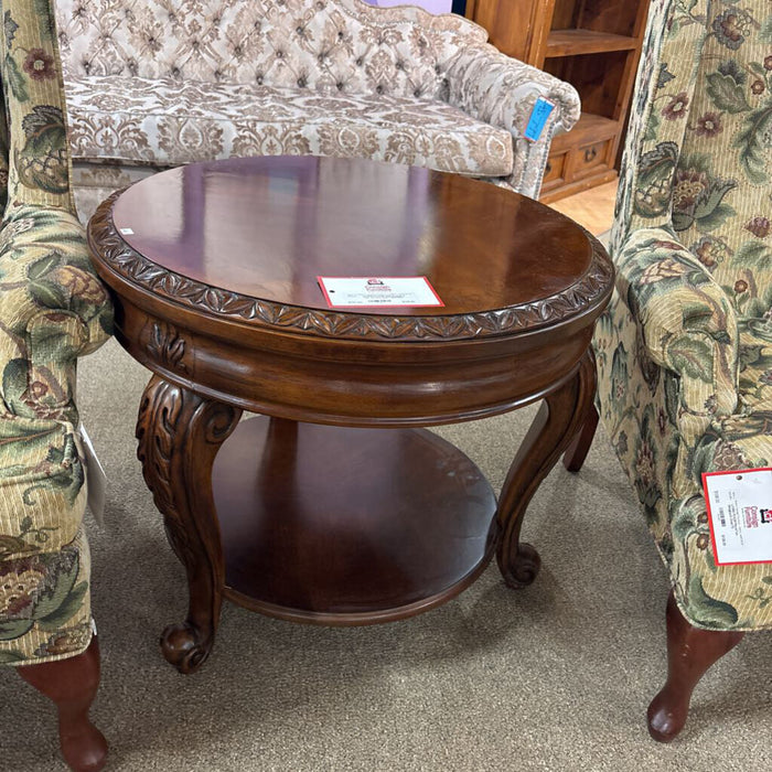 DW Round 2-Tier Ornate End Table(SK)
