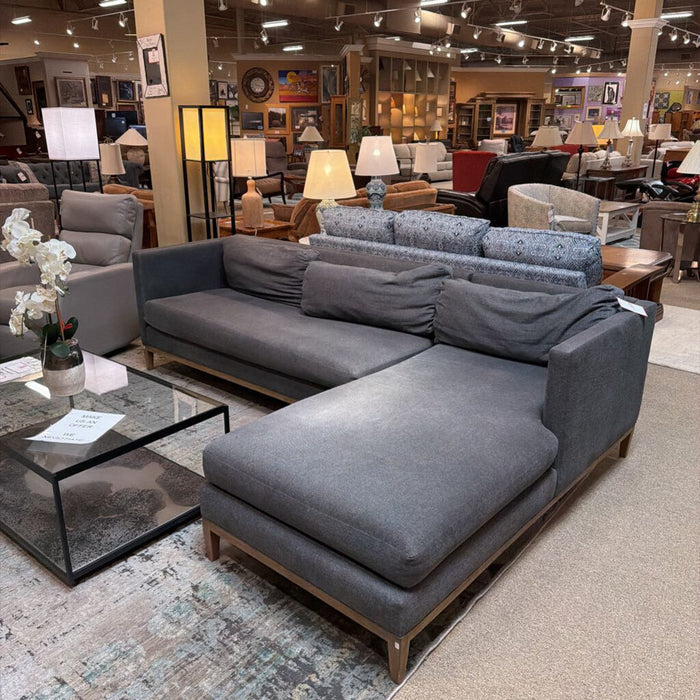 Grey Sofa/Chaise w/ Wood(BKHH)