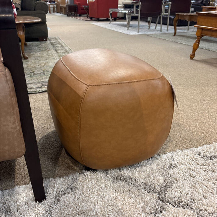 Brown Leather Ottoman(SK)