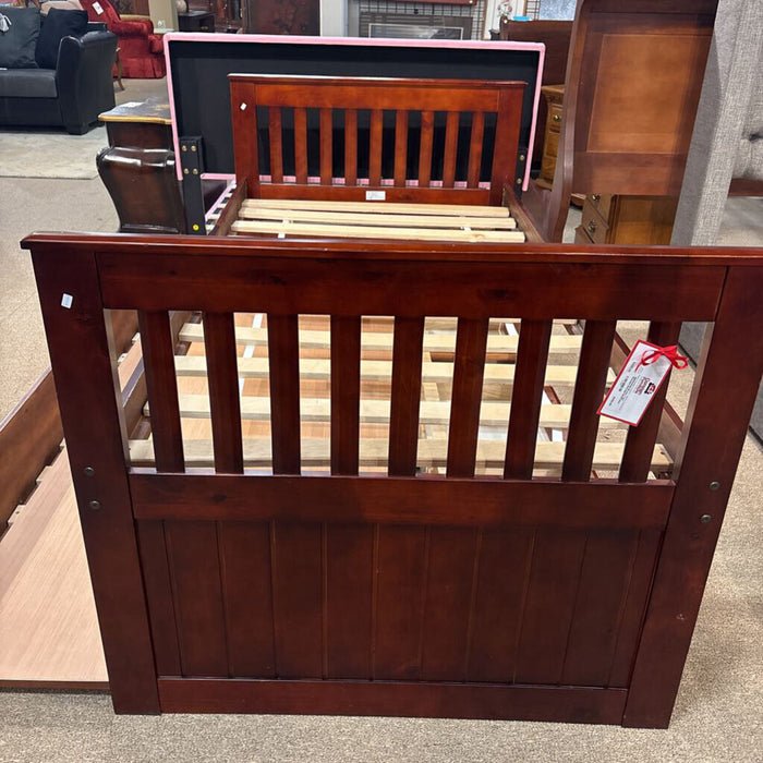 Brown Twin Wooden Storage Bedframe (LSH)