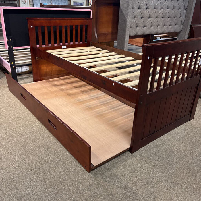 Brown Twin Wooden Storage Bedframe (LSH)