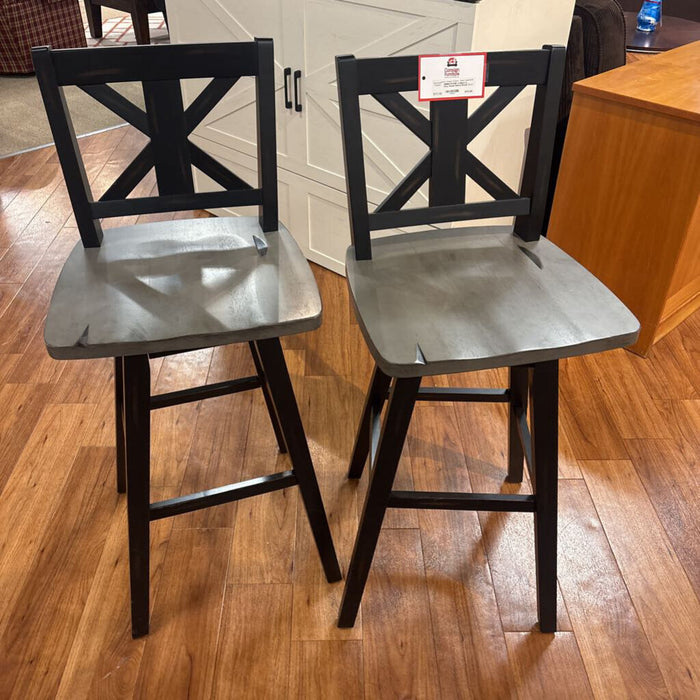 x2 Black & Grey Wood Swivel Stools (BHA)