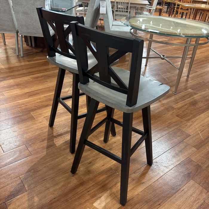 x2 Black & Grey Wood Swivel Stools (BHA)