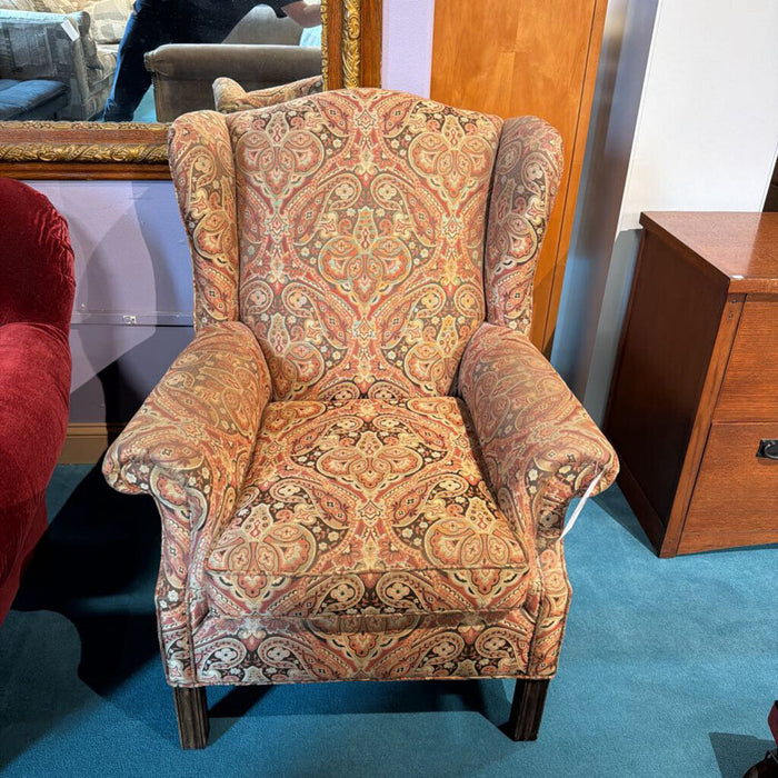 Floral Fabric Wingback Chair (BTK)
