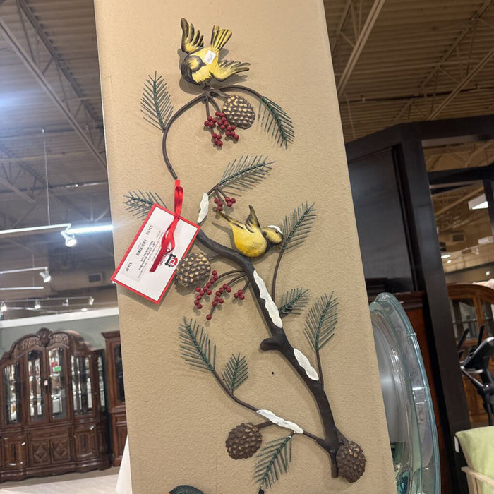 S/2 Pine Branch+Bird Metal Walll Art (LH)
