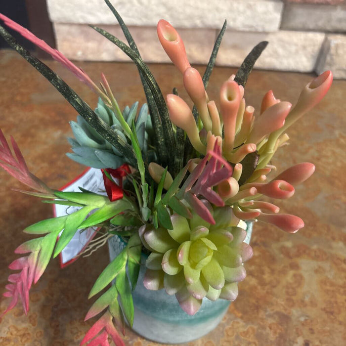 Faux Plant In Green Vase (M)