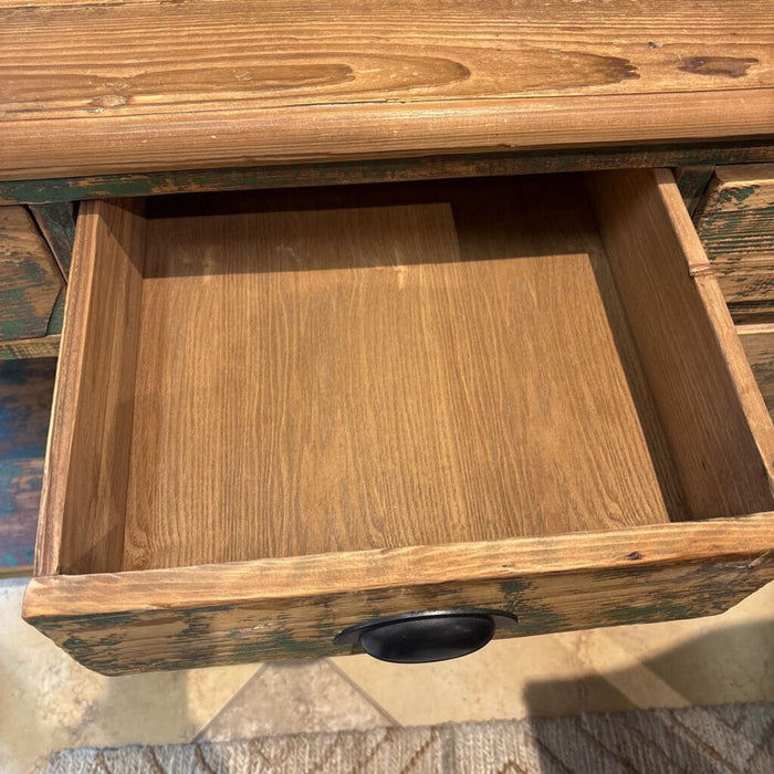 Green Distressed 6-Drawer Console Tbl (TLK)