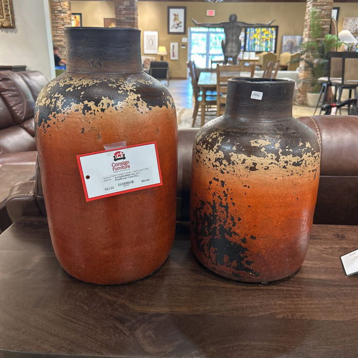Set of 2 Red/Brown Vase (KL)