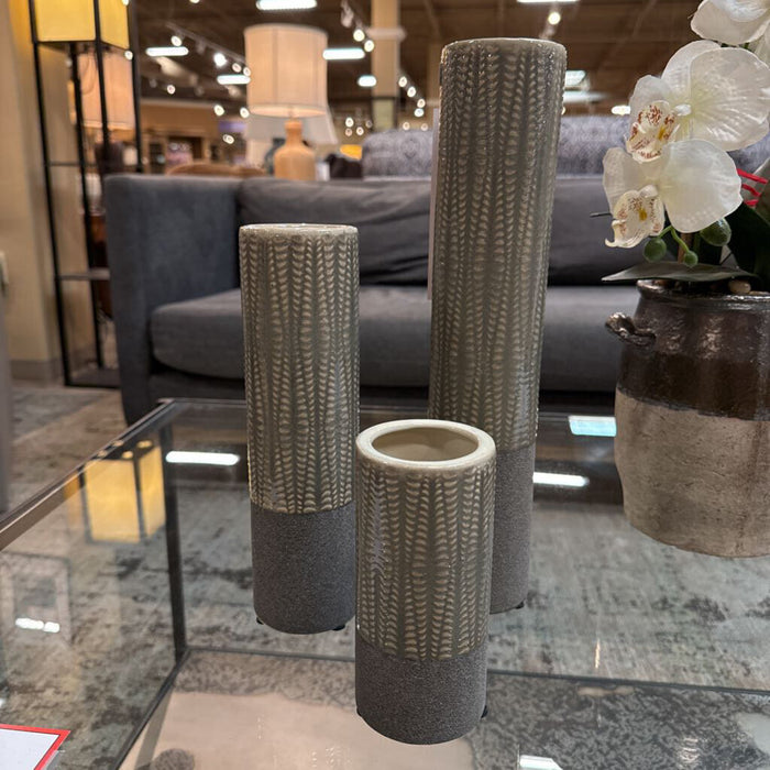 Set of 3 Grey Round Vase (BL)
