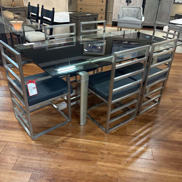 S/6 Silver + Grey Leather Seating Ch (TIH)
