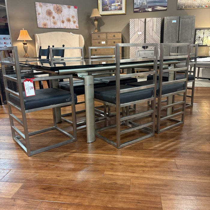 S/6 Silver + Grey Leather Seating Ch (TIH)