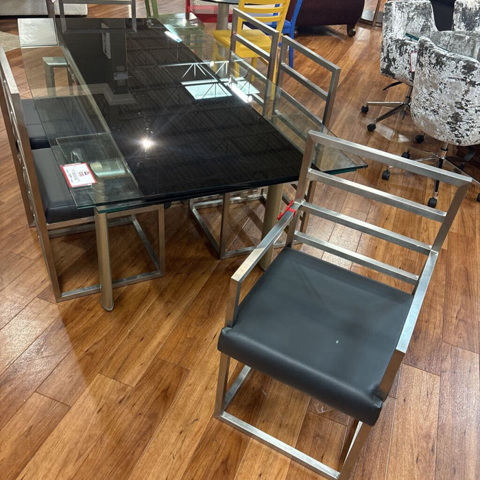 S/6 Silver + Grey Leather Seating Ch (TIH)