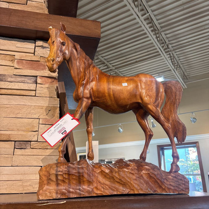 Wood Carved Stallion Decor (LSH)