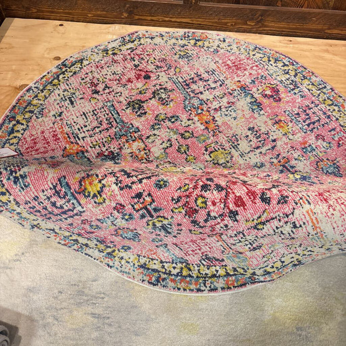 Round Pink/Multi-Color 5FT Rug(SK)